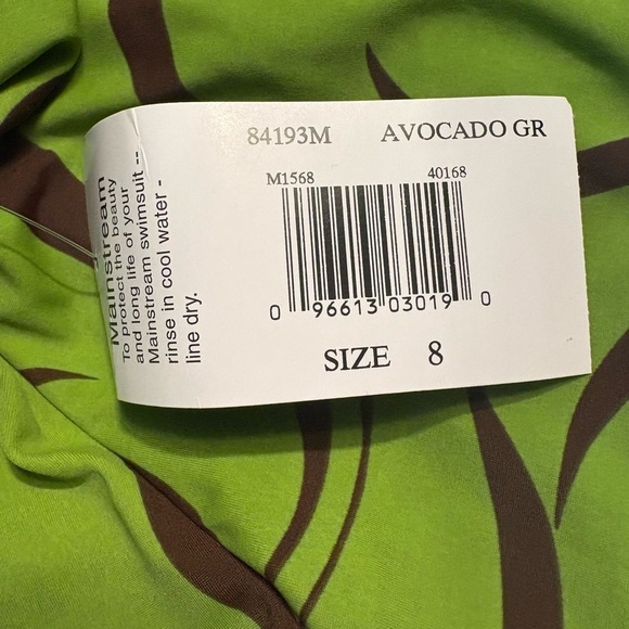 🌺MAINSTREAM Full Coverage Blouson One Piece Swimsuit in Avocado Green/Brown🌺 - Picture 10 of 11